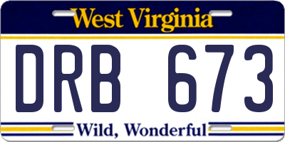 WV license plate DRB673
