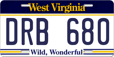 WV license plate DRB680