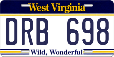 WV license plate DRB698