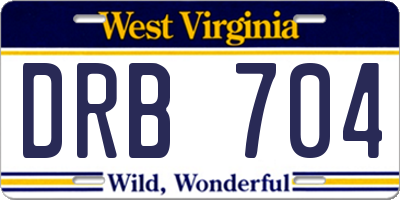 WV license plate DRB704