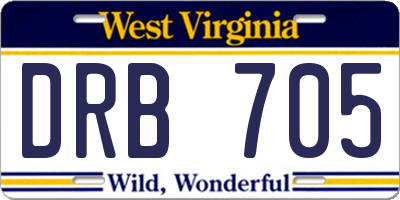 WV license plate DRB705