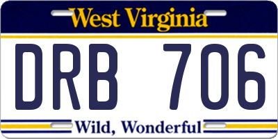 WV license plate DRB706