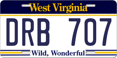 WV license plate DRB707