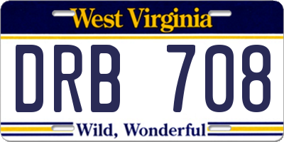 WV license plate DRB708