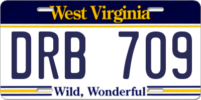 WV license plate DRB709