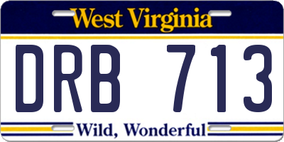 WV license plate DRB713