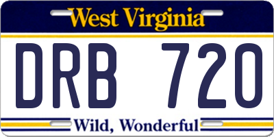 WV license plate DRB720