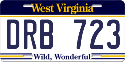 WV license plate DRB723
