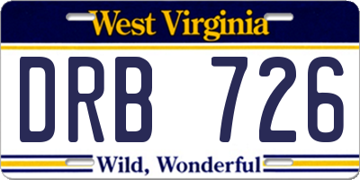 WV license plate DRB726
