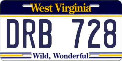 WV license plate DRB728