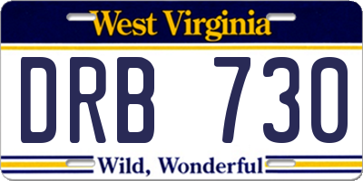 WV license plate DRB730