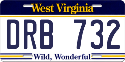 WV license plate DRB732