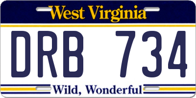 WV license plate DRB734