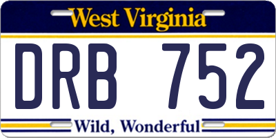 WV license plate DRB752
