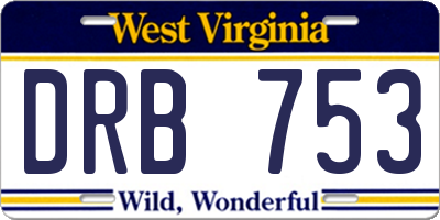 WV license plate DRB753