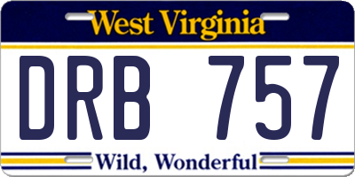 WV license plate DRB757