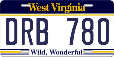 WV license plate DRB780