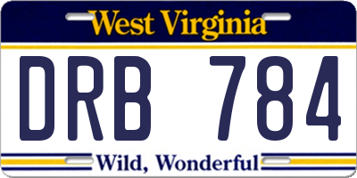 WV license plate DRB784