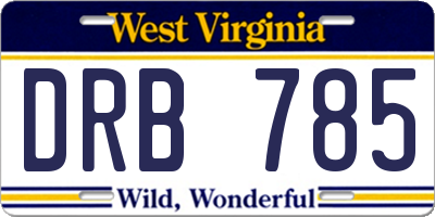 WV license plate DRB785