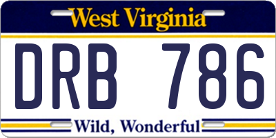 WV license plate DRB786