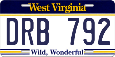 WV license plate DRB792