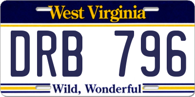 WV license plate DRB796