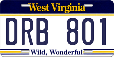WV license plate DRB801