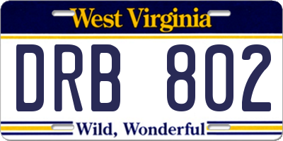 WV license plate DRB802