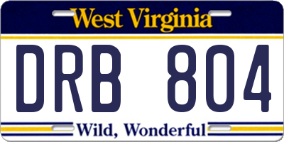 WV license plate DRB804