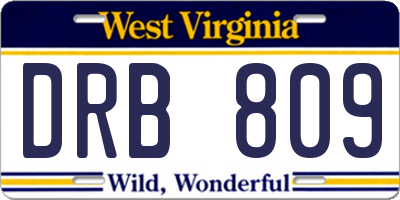 WV license plate DRB809