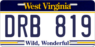 WV license plate DRB819