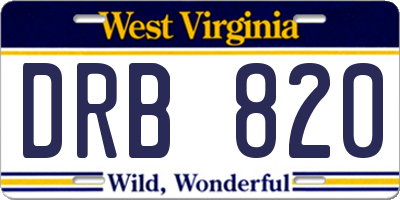 WV license plate DRB820
