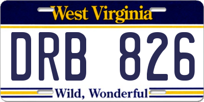 WV license plate DRB826