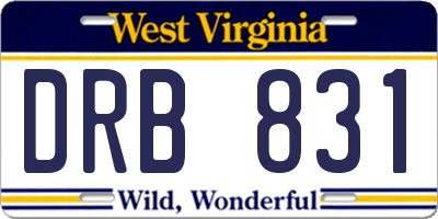 WV license plate DRB831
