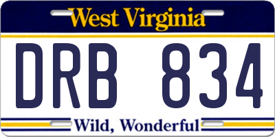 WV license plate DRB834