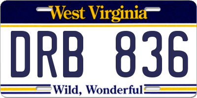WV license plate DRB836