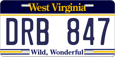 WV license plate DRB847