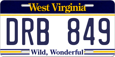 WV license plate DRB849