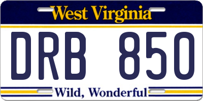 WV license plate DRB850