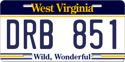 WV license plate DRB851