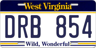 WV license plate DRB854