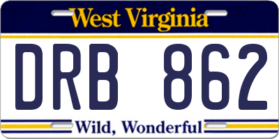 WV license plate DRB862