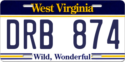 WV license plate DRB874