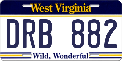 WV license plate DRB882