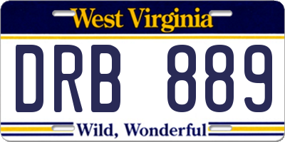 WV license plate DRB889