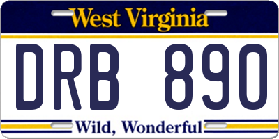 WV license plate DRB890