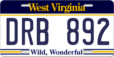 WV license plate DRB892