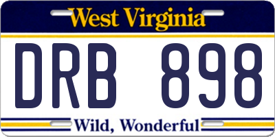 WV license plate DRB898