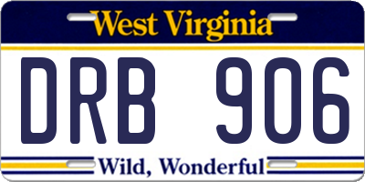 WV license plate DRB906