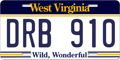 WV license plate DRB910